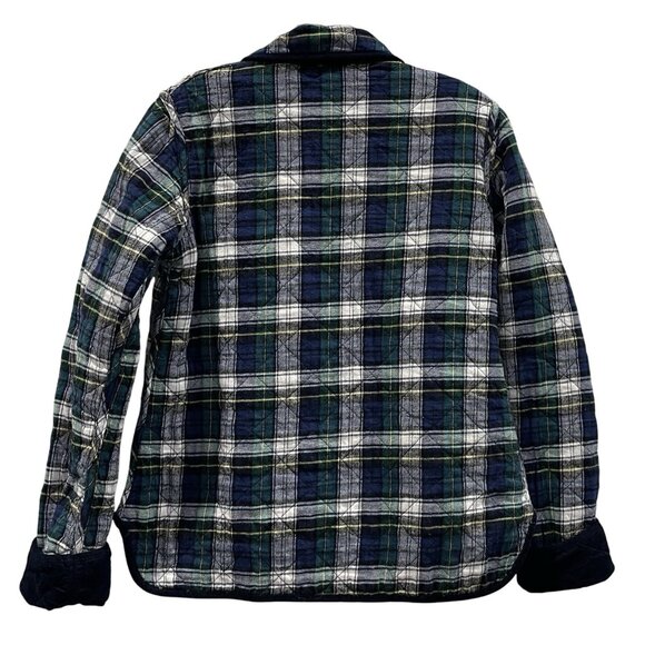 Quilted Corduroy Jacket Womens Small Blue Plaid Preppy Gorpcore Fall Reversible - Picture 8 of 8